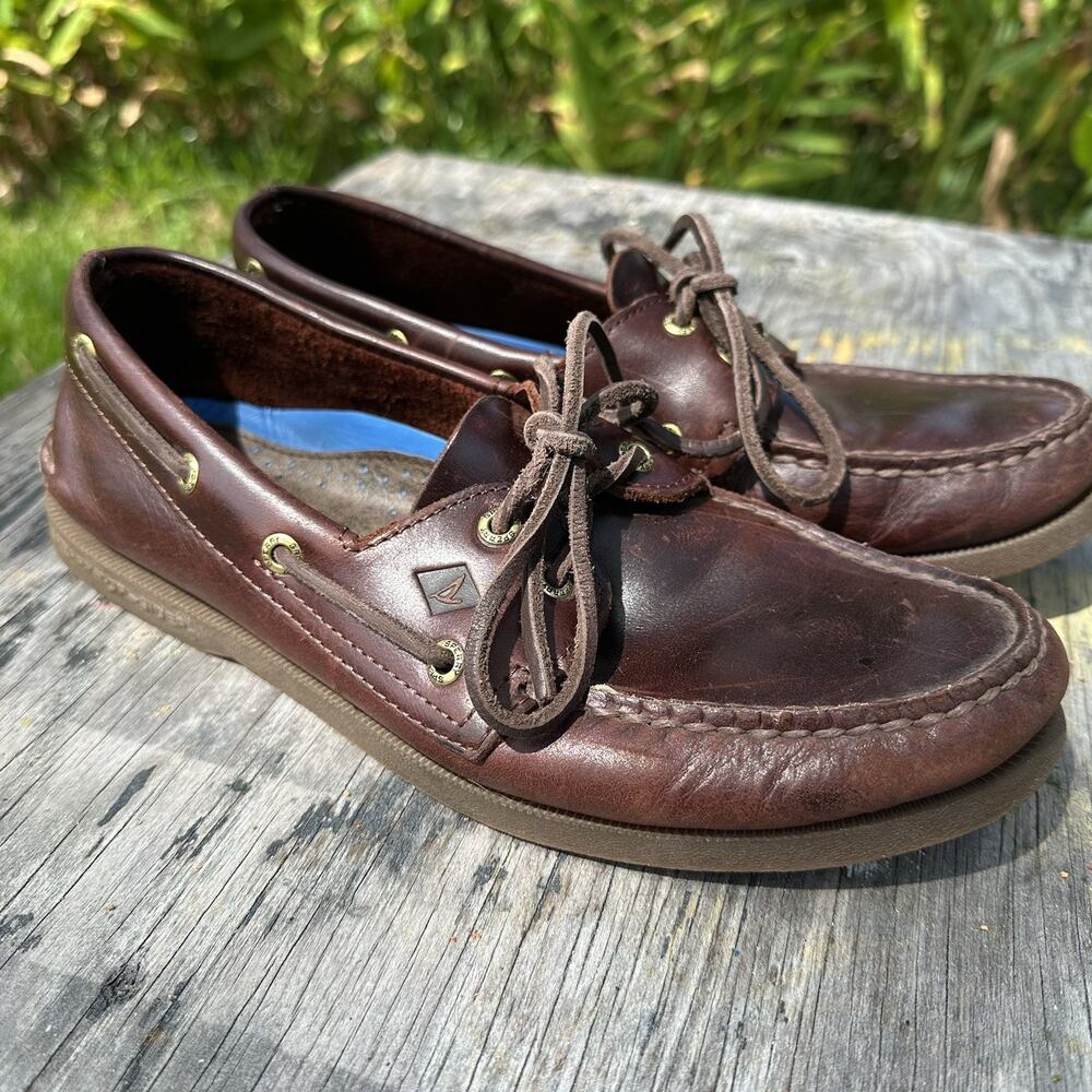 Sperry Top-Sider 2-Eye Casual Shoe Men’s 9.5 Waxed Amaretto